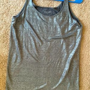 Size small Eileen Fisher tank top in silver/black.